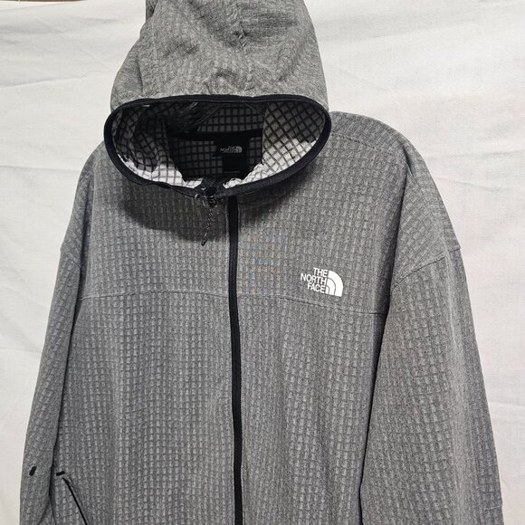 The North Face Tekware Grid Hoodie Men Size L Gray Full Zip - Picture 3 of 16